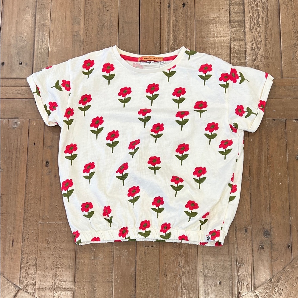 Stains and stories flower short sleeve top 7-8 years